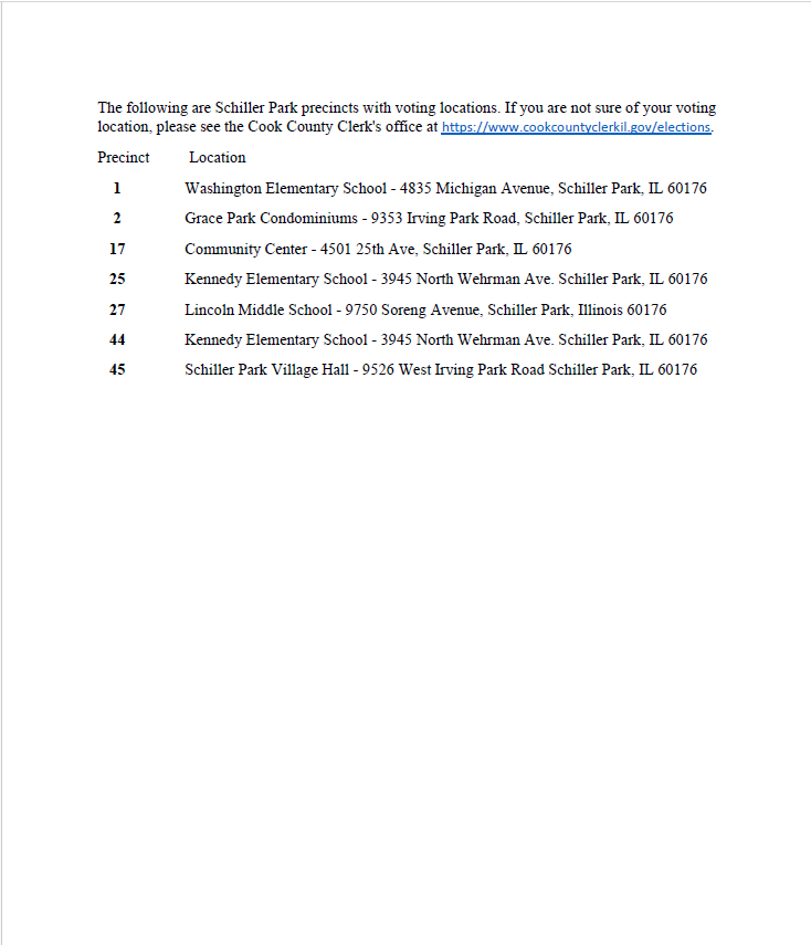 Schiller Park Precincts